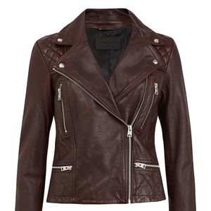 Allsaints Catch Leather Moto Jacket I blood red